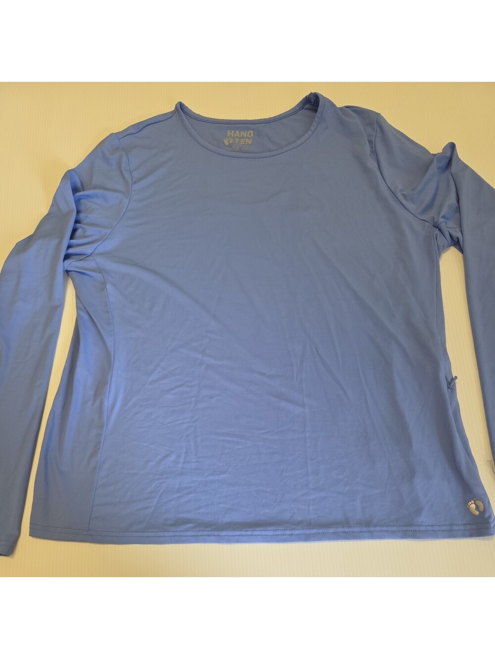 Hang Ten Active Shirt Women's XXL Blue Long Sleeve Polyester Stretch Crew Neck